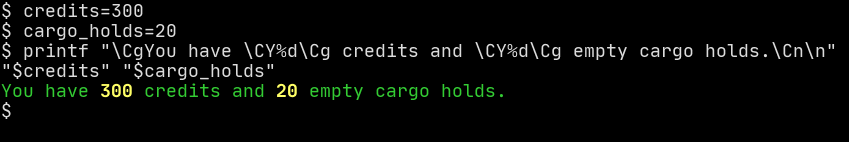 Example Color Formatting with printf