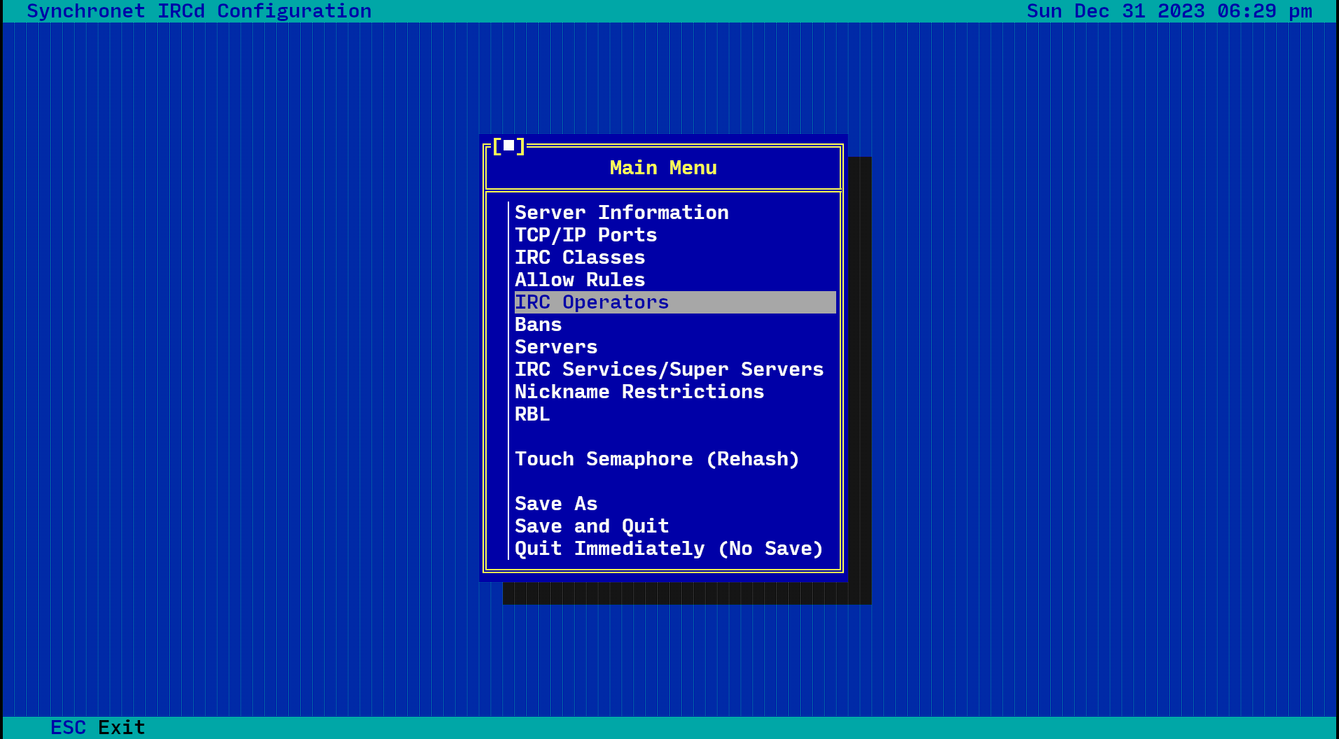 Synchronet IRCd Configuration